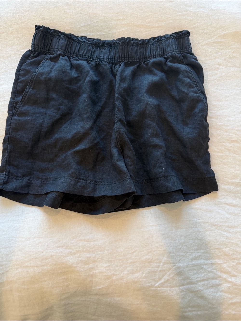 H&M Navy High-Waist Elastic Shorts